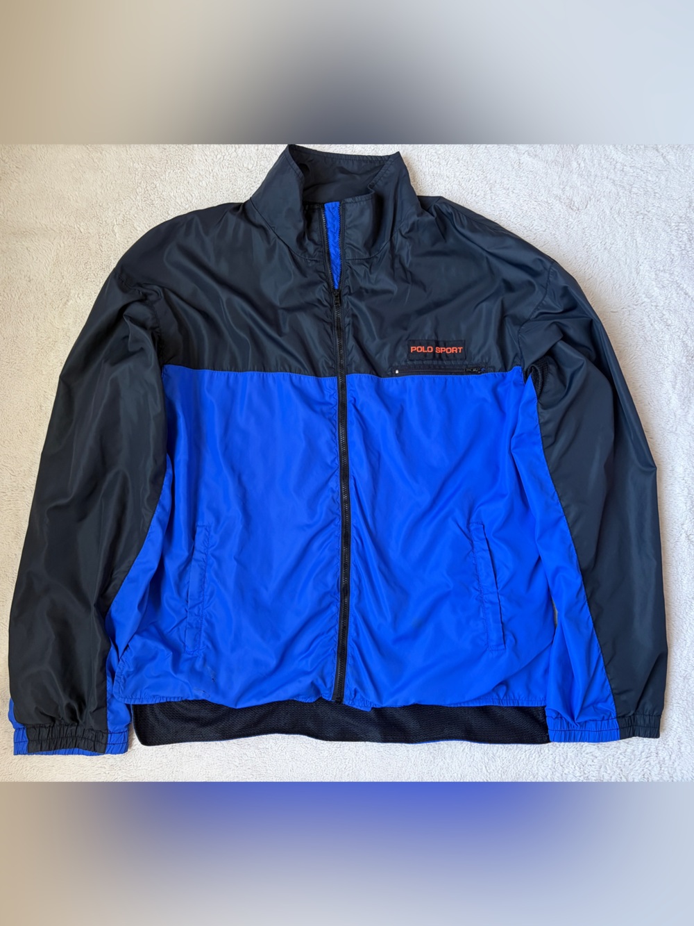 Vintage 90s Polo Sport by Ralph Lauren Blue & Black Colorblock Windbreaker Large - Picture 5 of 14